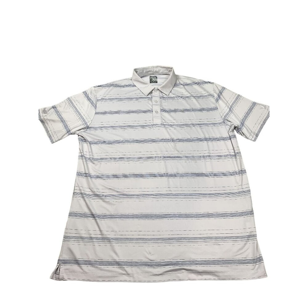 Callaway Men's Opti-Dri Polo Shirt XL White & Light Blue Striped Elastane